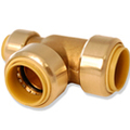 Quick Fitting ProBite Reducing Pipe Tee, 1/2 x 3/4 in, Push-Fit, Brass, 200 psi Pressure LF815R